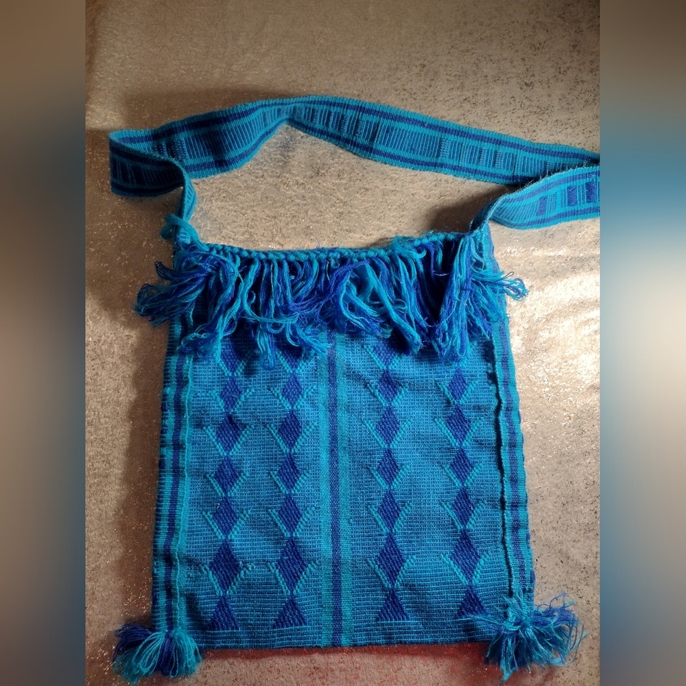 Blue Fringed Tassels Women's Crochet Bag